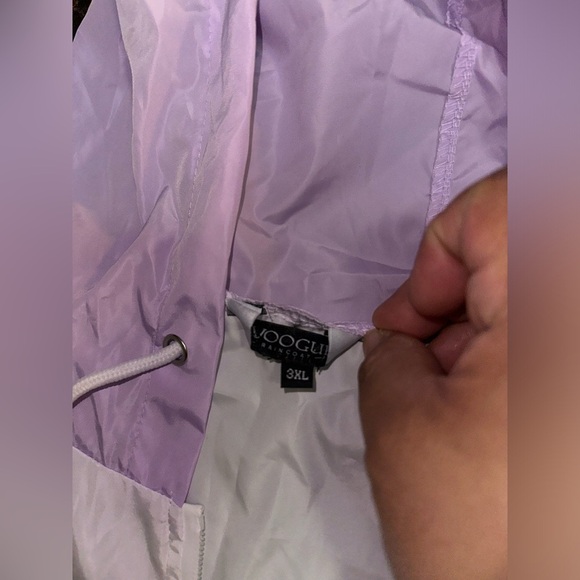 Waterproof‎ rain jacket Raincoat packable Women's Lavender and White - Picture 3 of 9